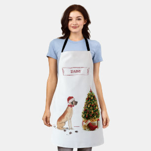 Great Dane Funny Christmas Dog with Tree Apron