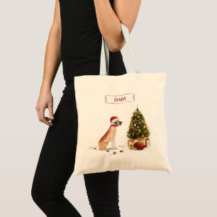 Great Dane Funny Christmas Dog with Tree Tote Bag