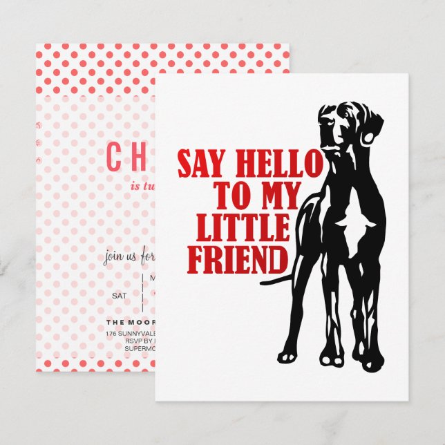 Great Dane funny kids party Invitations (Front/Back)