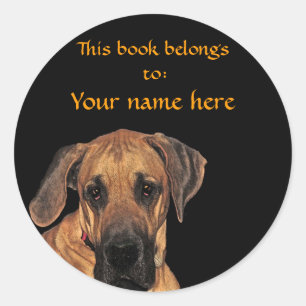 Great Dane Gentle Giant Bookplate Classic Round Sticker