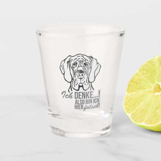 Great Dane German Fun Shot Glass (Front)