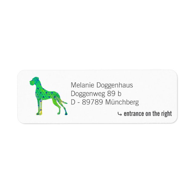Great Dane Green  Return Address Label (Front)