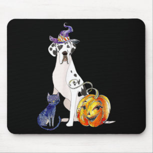 Great Dane Halloween Dog Harlequin Mouse Pad