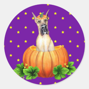 Great Dane Halloween Fawn Dane-O-Lantern Classic Round Sticker