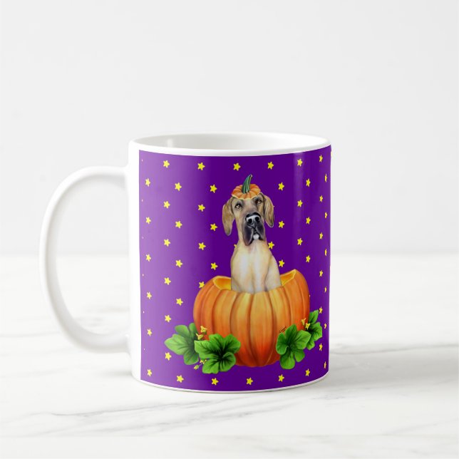 Great Dane Halloween Mantle/Fawn Stars custom RRB Coffee Mug (Left)