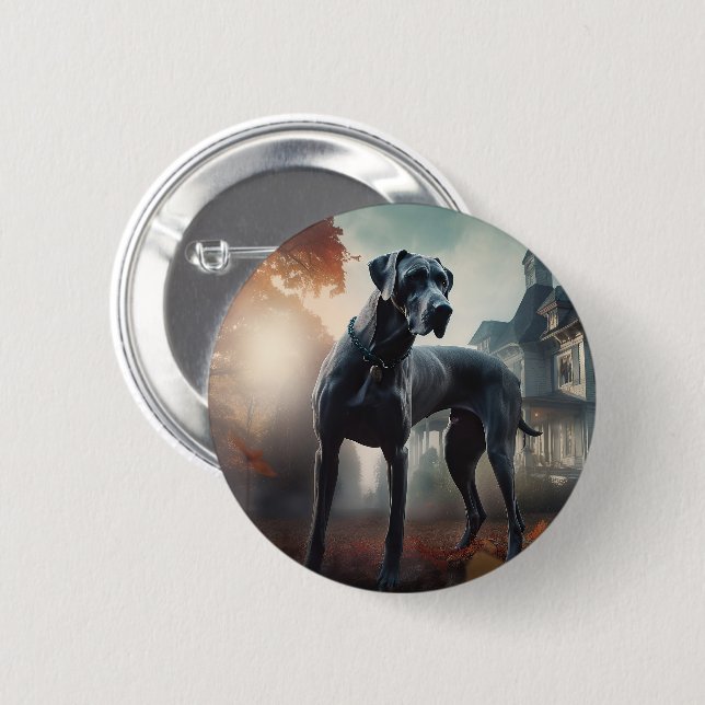Great Dane Halloween Scary 6 Cm Round Badge (Front & Back)