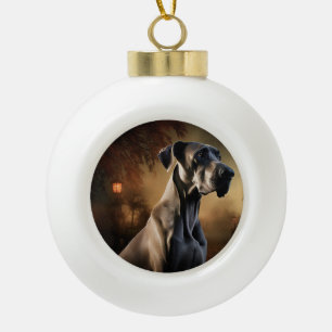 Great Dane Halloween Scary Ceramic Ball Christmas Ornament