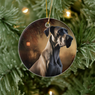 Great Dane Halloween Scary Ceramic Ornament