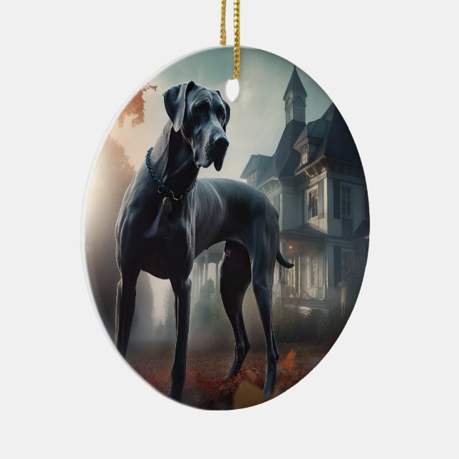 Great Dane Halloween Scary Ceramic Ornament (Right)