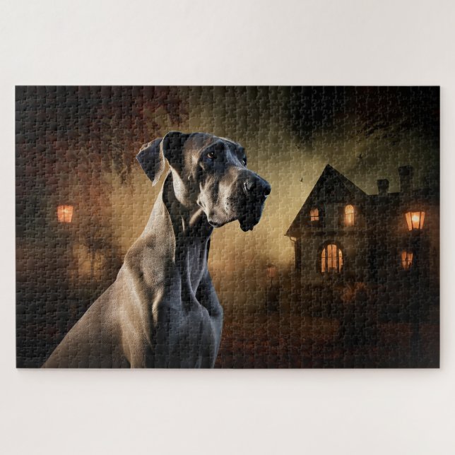 Great Dane Halloween Scary Jigsaw Puzzle (Horizontal)