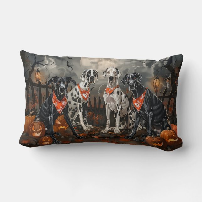 Great Dane Halloween Spooky Lumbar Cushion (Back)