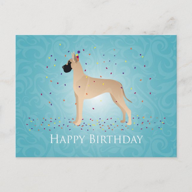 Great Dane Happy Birthday Design Postcard (Front)