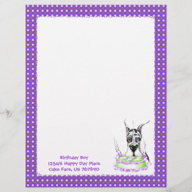 Great Dane Harlequin Birthday Cake (Front)
