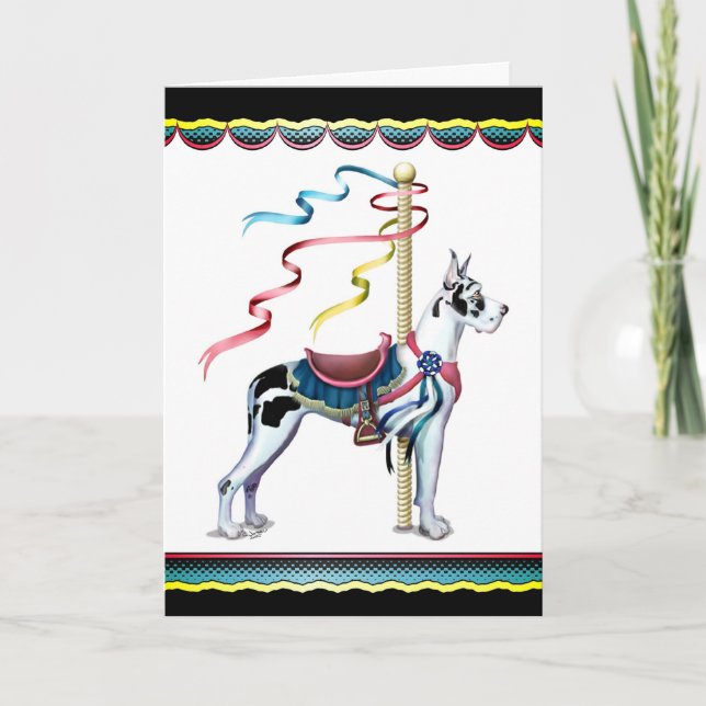Great Dane Harlequin Carousel - Customised Card (Front)