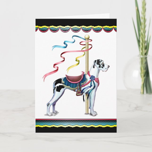 Great Dane Harlequin Carousel UC - Customised Card (Front)