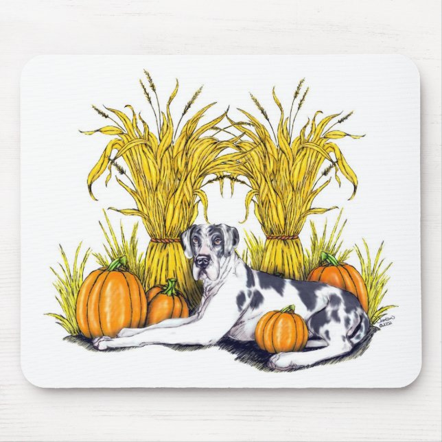 Great Dane Harlequin Harvest UC Mouse Pad (Front)