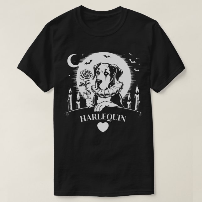 Great Dane HARLEQUIN HEART T-Shirt (Design Front)