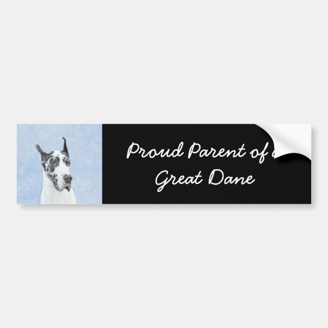 Great Dane (Harlequin) Painting - Original Dog Art Bumper Sticker (Front)