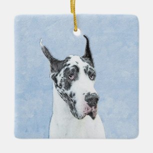 Great Dane (Harlequin) Painting - Original Dog Art Ceramic Ornament