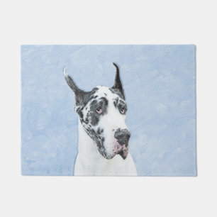 Great Dane (Harlequin) Painting - Original Dog Art Doormat
