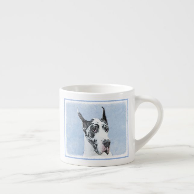 Great Dane (Harlequin) Painting - Original Dog Art Espresso Cup (Right)