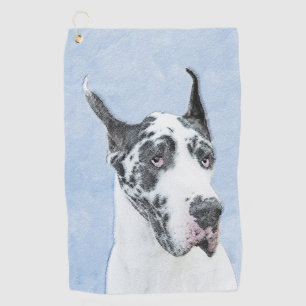 Great Dane (Harlequin) Painting - Original Dog Art Golf Towel