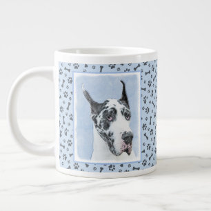 Great Dane (Harlequin) Painting - Original Dog Art Large Coffee Mug