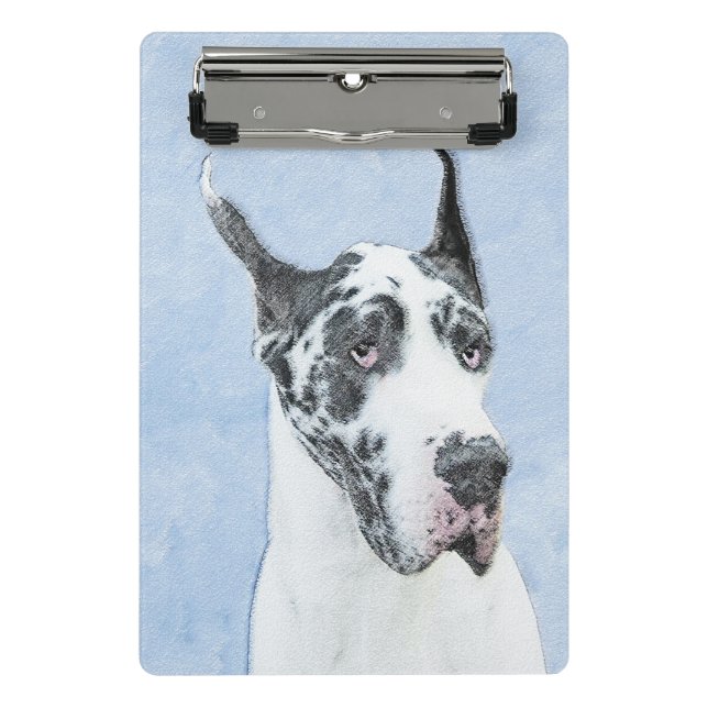Great Dane (Harlequin) Painting - Original Dog Art Mini Clipboard (Front)