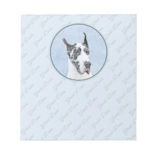 Great Dane (Harlequin) Painting - Original Dog Art Notepad