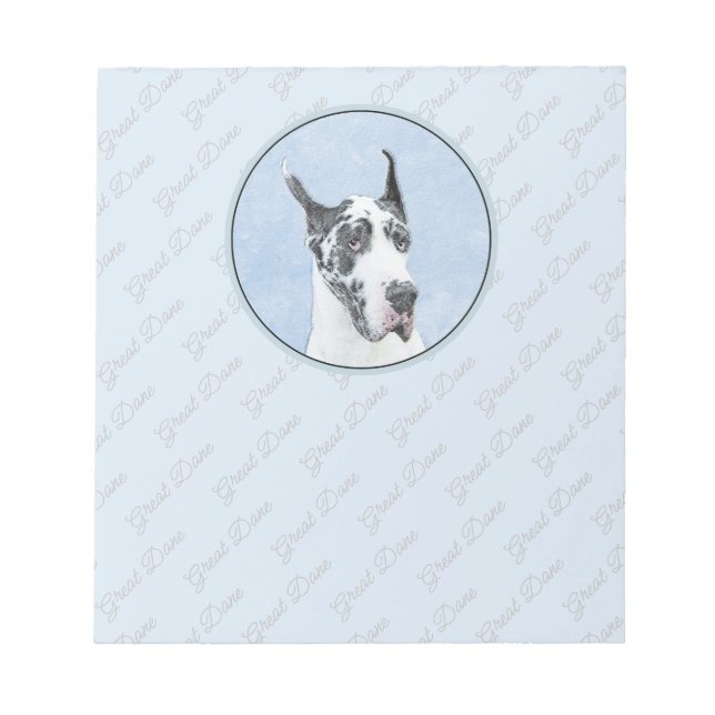 Great Dane (Harlequin) Painting - Original Dog Art Notepad (Front)
