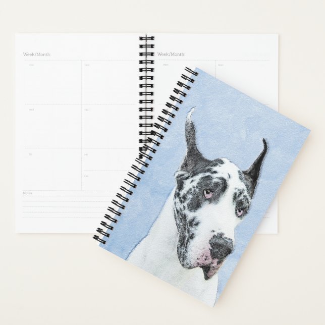 Great Dane (Harlequin) Painting - Original Dog Art Planner (Display)