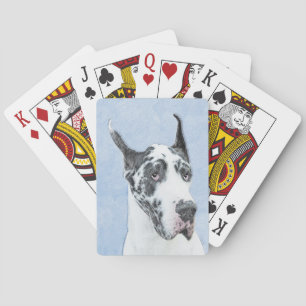 Great Dane (Harlequin) Painting - Original Dog Art Playing Cards