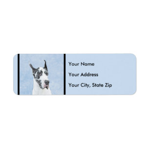 Great Dane (Harlequin) Painting - Original Dog Art Return Address Label