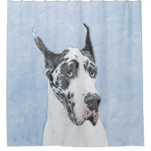 Great Dane (Harlequin) Painting - Original Dog Art Shower Curtain