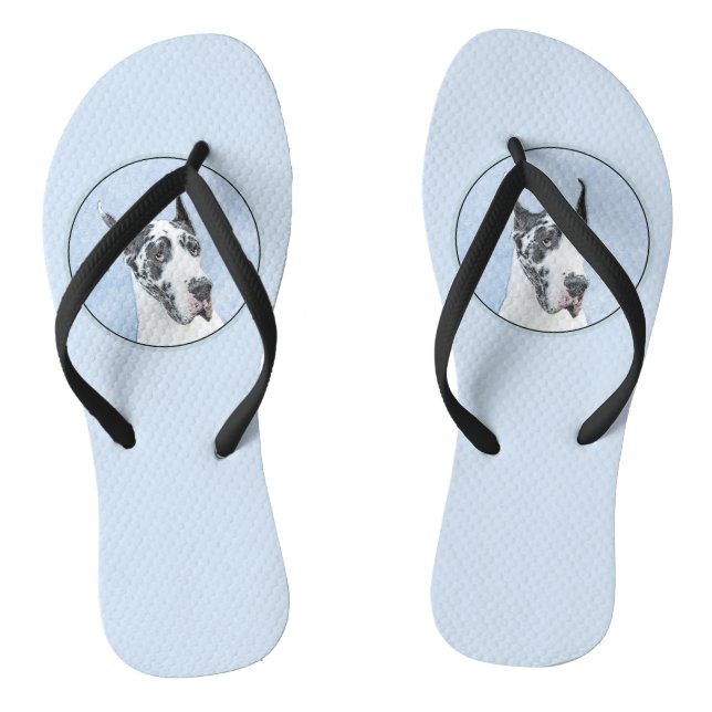 Great Dane (Harlequin) Painting - Original Dog Art Thongs (Footbed)