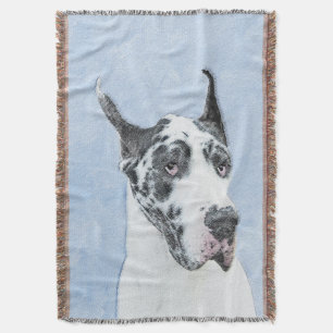 Great Dane (Harlequin) Painting - Original Dog Art Throw Blanket