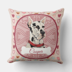 Great Dane Harlequin Personalized Valentine Pillow