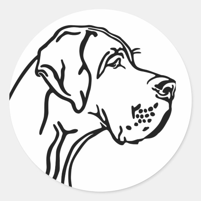 Great Dane head drawing Classic Round Sticker (Front)