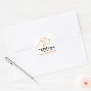 Great Dane head drawing orange Square Sticker