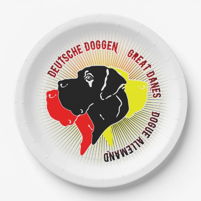 Great Dane Head Paper Plate (Front)