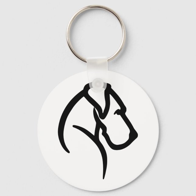 Great Dane Head Pet Tag Key Ring (Front)