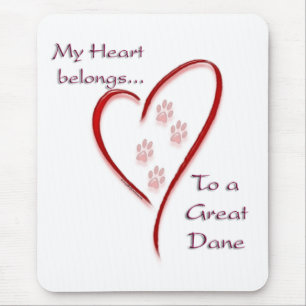 Great Dane Heart Belongs Mouse Pad