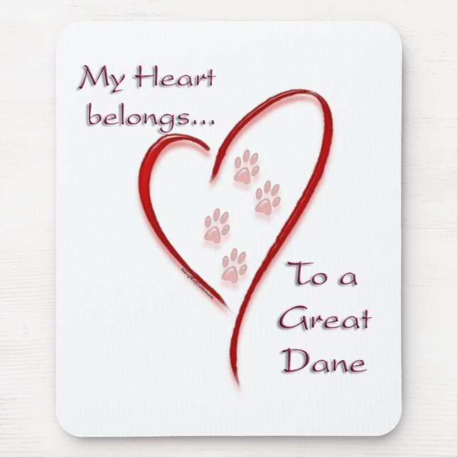 Great Dane Heart Belongs Mouse Pad (Front)