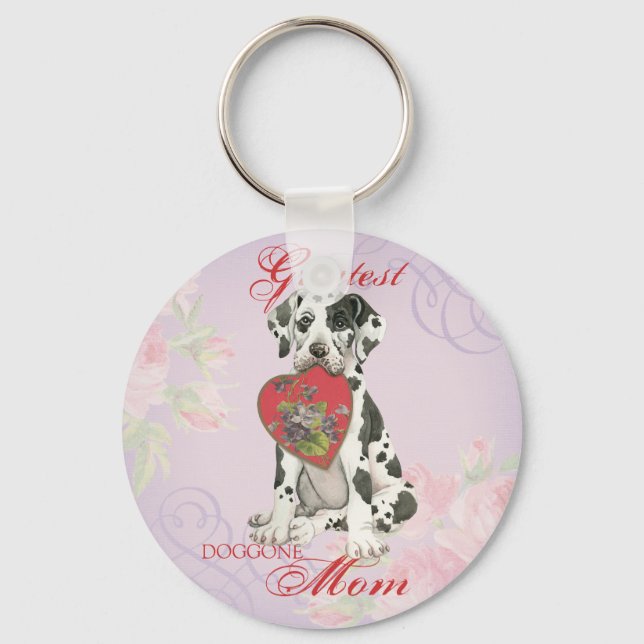 Great Dane Heart Mum Key Ring (Front)