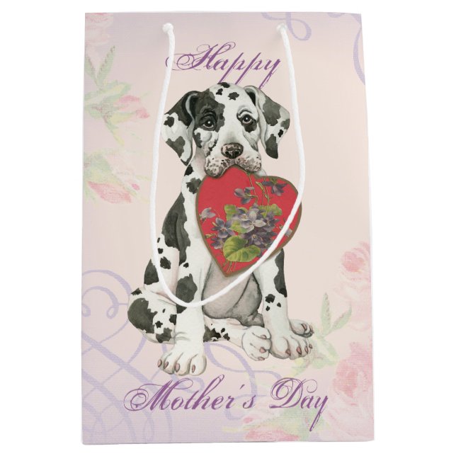 Great Dane Heart Mum Medium Gift Bag (Front)