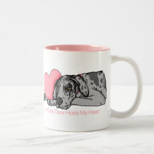 Great Dane Holds Heart Merle UC Two-Tone Coffee Mug