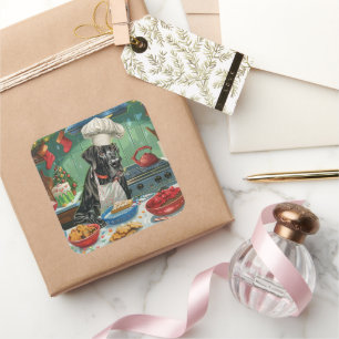 Great Dane Holiday Baking: Festive Christmas Square Sticker