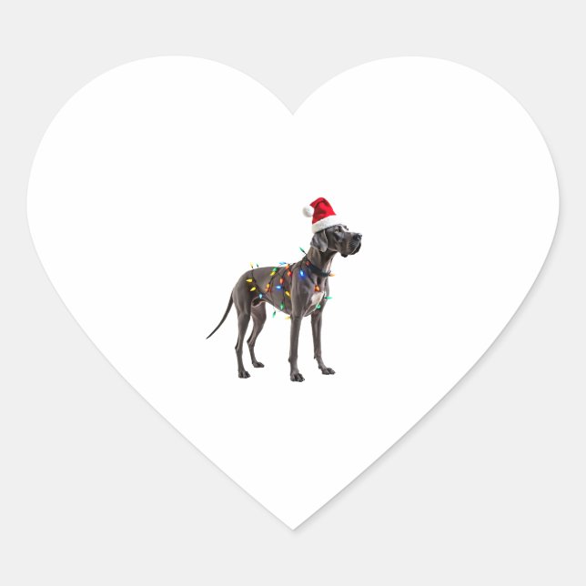 Great Dane Holiday Christmas Light  (1) Heart Sticker (Front)