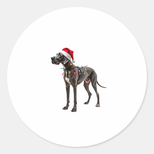 Great Dane Holiday Christmas Light  (2) Classic Round Sticker (Front)