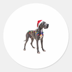 Great Dane Holiday Christmas Light  (3) Classic Round Sticker